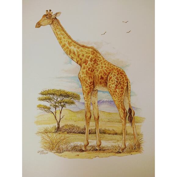 Giraffe - Ohne Sorge - 1999 Vtg‎ ART PRINT - 7"x10" - Unique Wall Decor - Picture 4 of 8